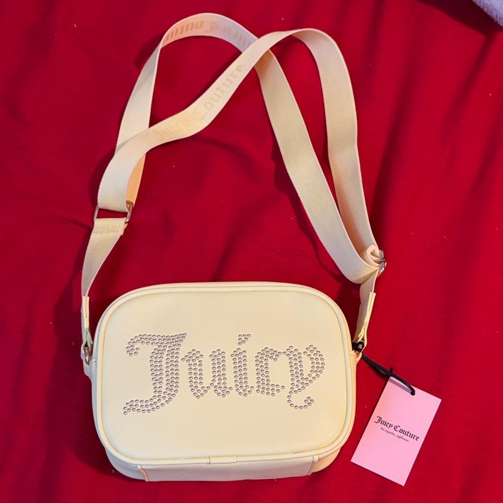 Juicy Couture Cream Crossbody with Crystal Logo Studs